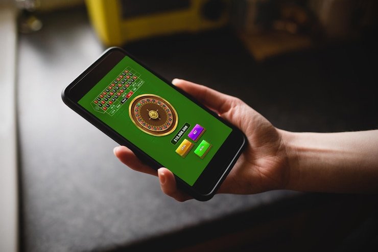 Meja Caribbean Stud Poker live dengan dealer dan lima kartu yang terbuka